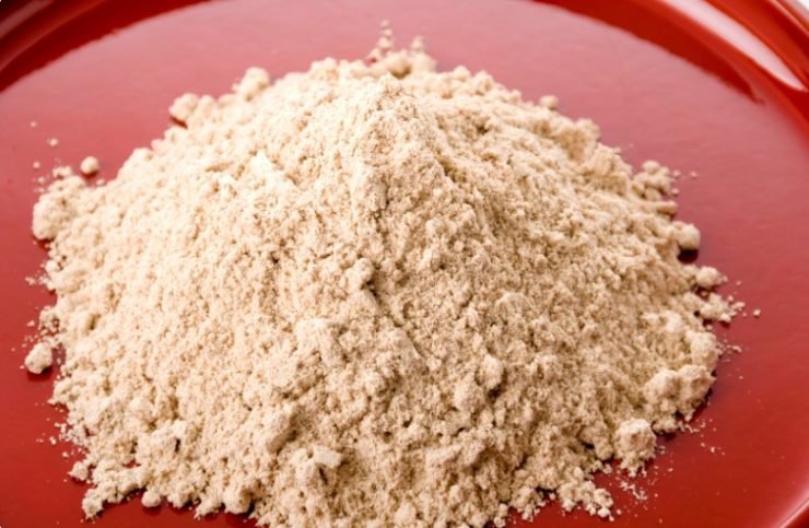 barley flour on a red background