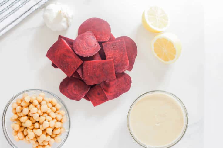 Beet hummus ingredients