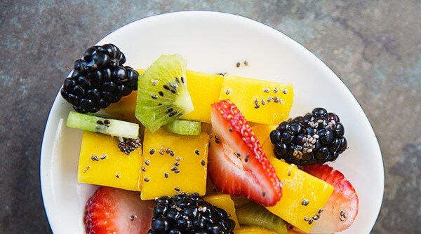 honey lime chia dressing and fruit salad 