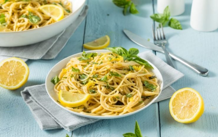 Homemade Basil Lemon Spaghetti