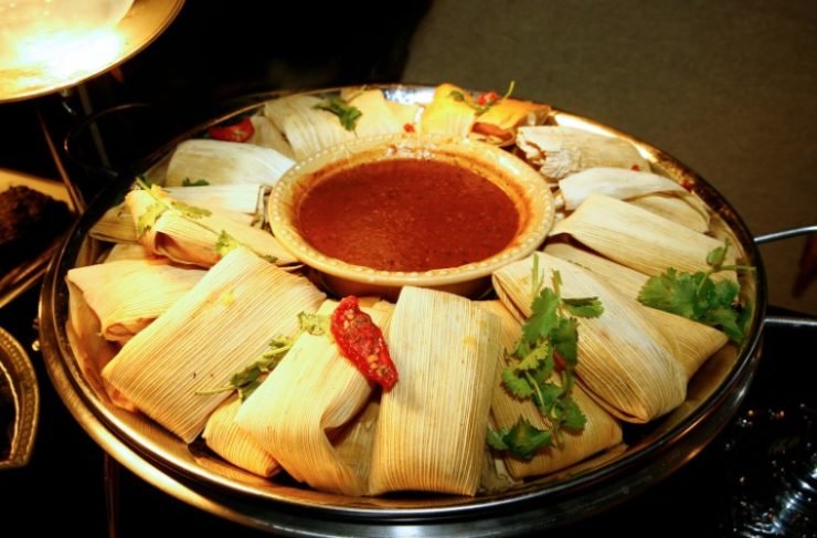 Tamales with salsa